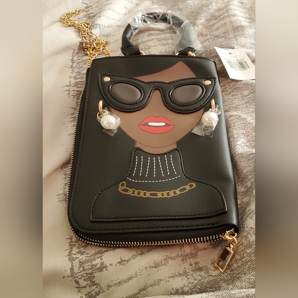 Lady Face Crossbody Purse NWT